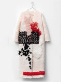 Unique Repairing Abstract Embroidered Fiber Art Cozy Knit Cardigan elevenforest