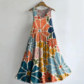 Women's Bohemian Floral Tattoo Pattern Art Print Round Neck Sleeveless