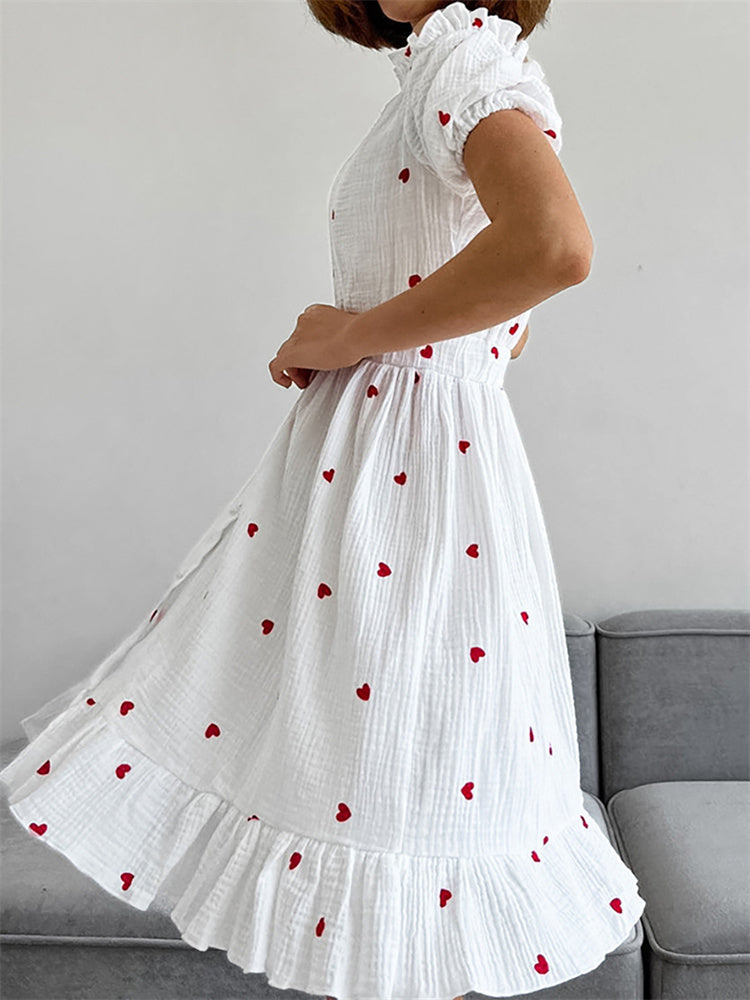 Tossy Ruffled Printed Patchwork Mini Dress for Off-shoulder High Waist Gown Party Dress Summer Dress