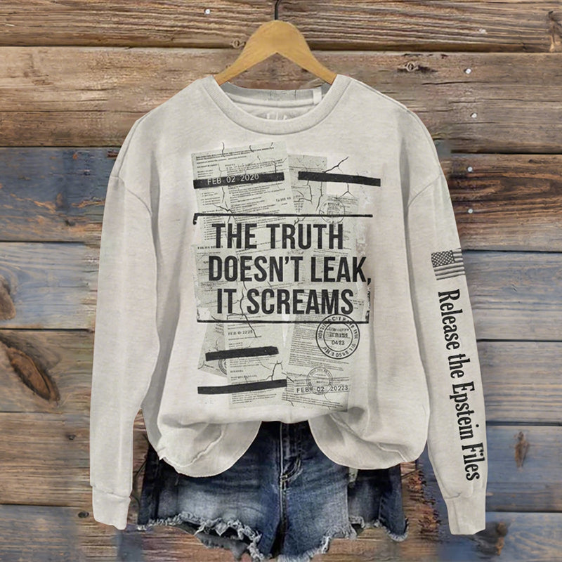 Comstylish The Truth Doesn't Leak It Screams Release The Epstein Files Graphic Sweatshirt