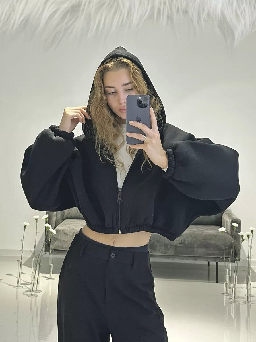 Color Short Sports Hoodie Coat