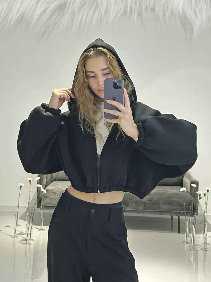 Color Short Sports Hoodie Coat