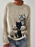 Fuzzy Cats Crochet Art Cozy Knit Sweater elevenforest