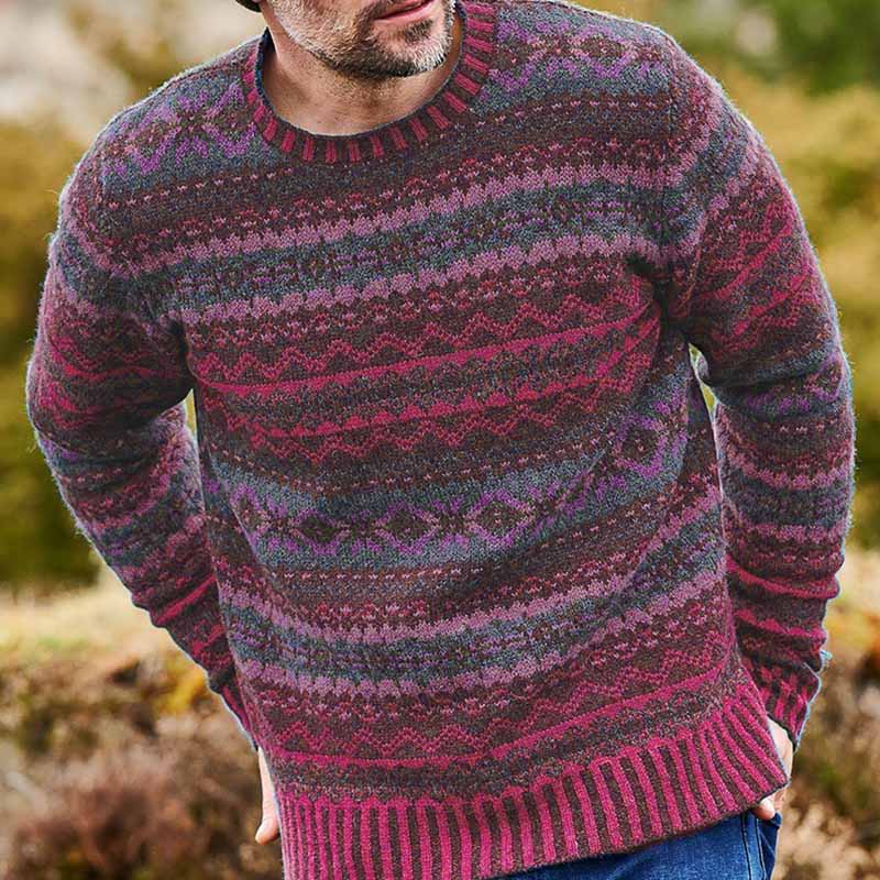 Vintage Brodie Knit Jacquard Crew Neck Sweater（Unisex） elevenforest