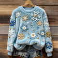 Comstylish Christmas Snowflakes Art Women's Cozy Plush Sweater