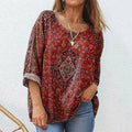 Women's Retro Ethnic Totem Art Printed Casual Cotton And Linen Shirt elevenforest
