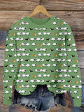 Comstylish Corgis Herding Sheep Pattern Cozy Knit Sweater