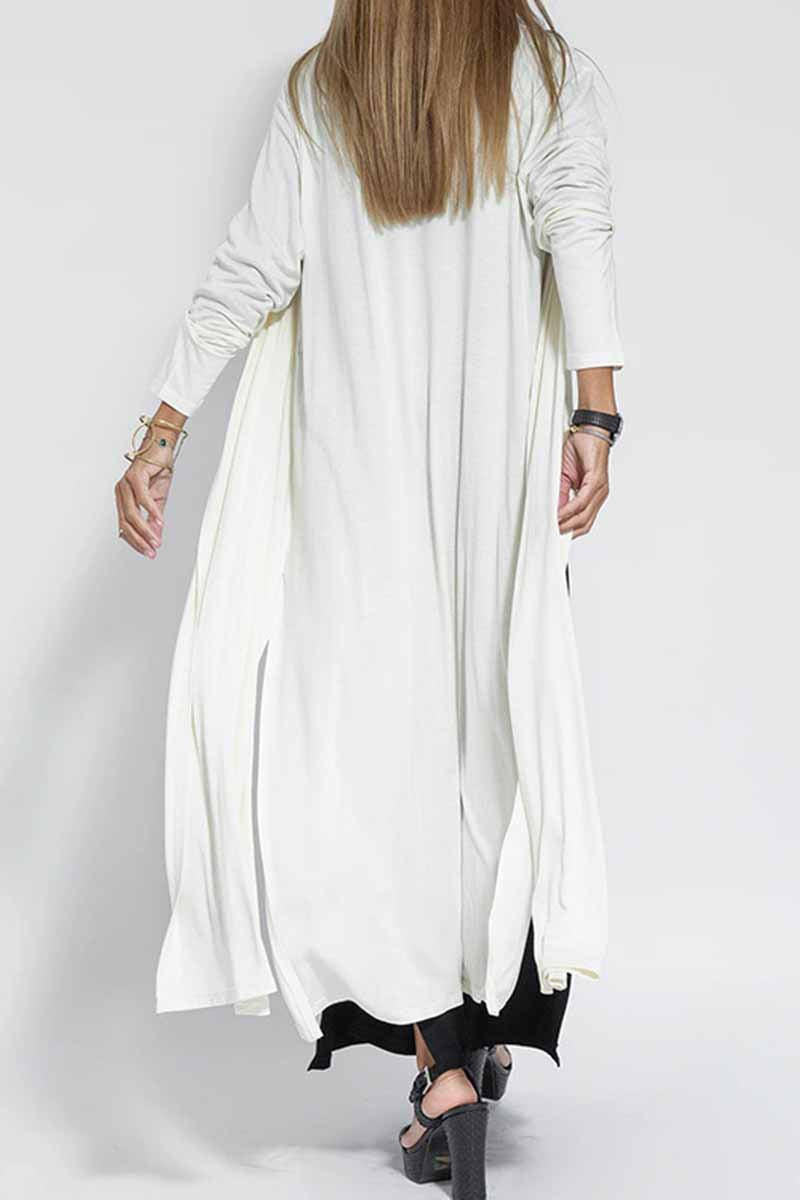 Street Slit Cardigan Collar Outerwear