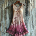 Vintage Celtic Knot With Cherry Blossoms Gradient Pattern Linen Tank Dress elevenforest
