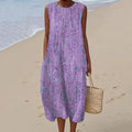 Women's Sequin Art Print Crew Neck Tank Midi Dress elevenforest