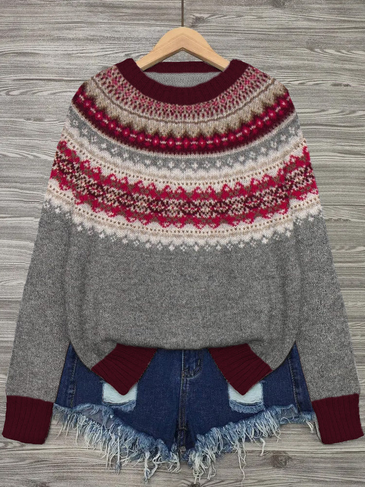 1940s Vintage Style Fairisle Alpine Knit Sweater elevenforest