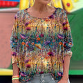 Comstylish Vintage Botanical Floral Embroidery Art Cozy T Shirt