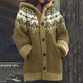 Vintage Contrast Jacquard Button Down Cozy Sweater elevenforest