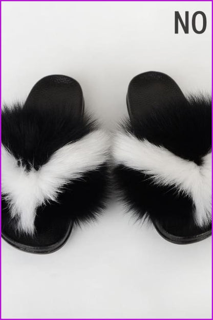 {5-7 Days Wait for Make} New Color Fox Fur Slides F639