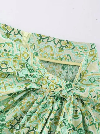 Val Retro Printed Wrap Mini Skirt