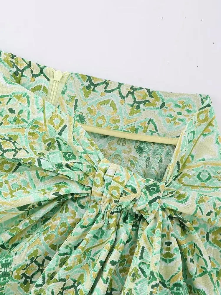 Val Retro Printed Wrap Mini Skirt