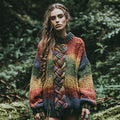 Women's Celtic Knot Mysterious Color Ombre Round Neck Sweater elevenforest