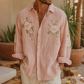 Men's Vintage Rose Floral Art Print Long Sleeve Shirt elevenforest