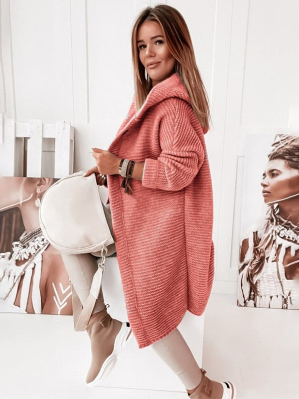 ’s Loose Hooded Sweater Cardigan Sweater