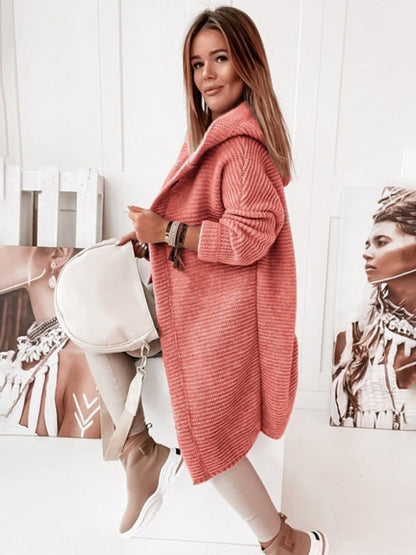 ’s Loose Hooded Sweater Cardigan Sweater