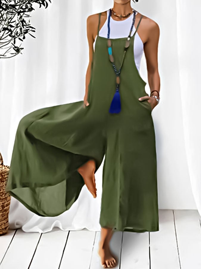 Women's Daily Loose Suspenders Casual jumpsuit