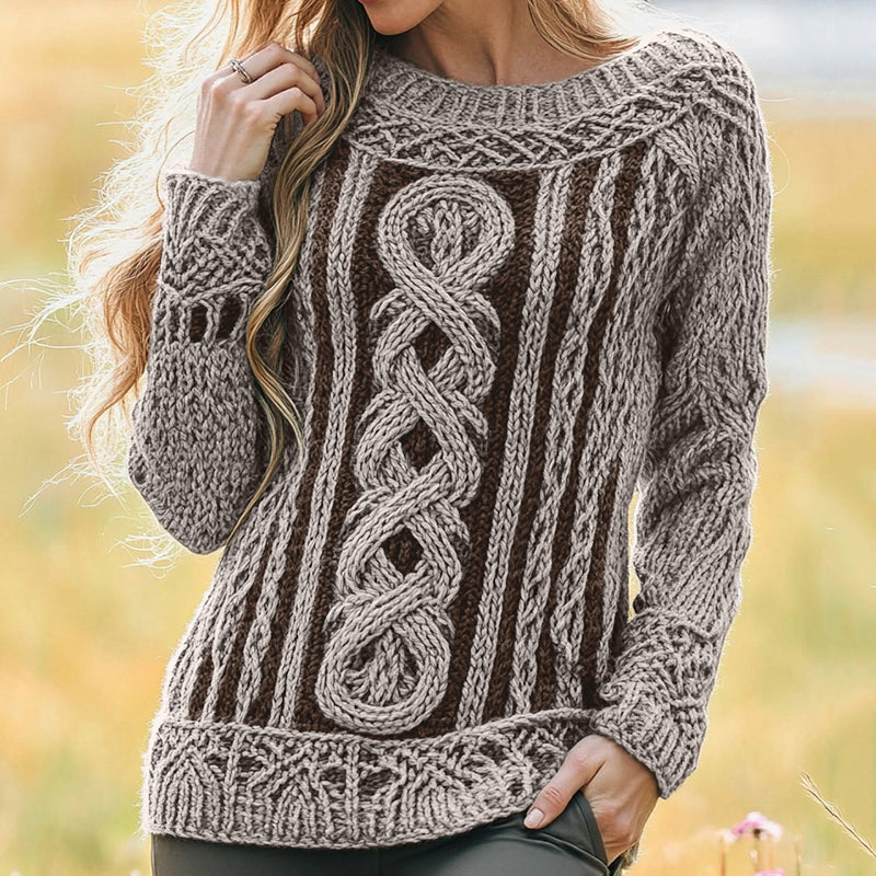 Women's Irish Vintage Celtic Knot Jacquard Sweater elevenforest