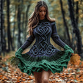 Women's Celtic Knotted Gradient Contrasting Colors Sweater Dress elevenforest