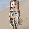 Women's Retro  Cool Dogs Picture Art Print Sleeveless Dress elevenforest