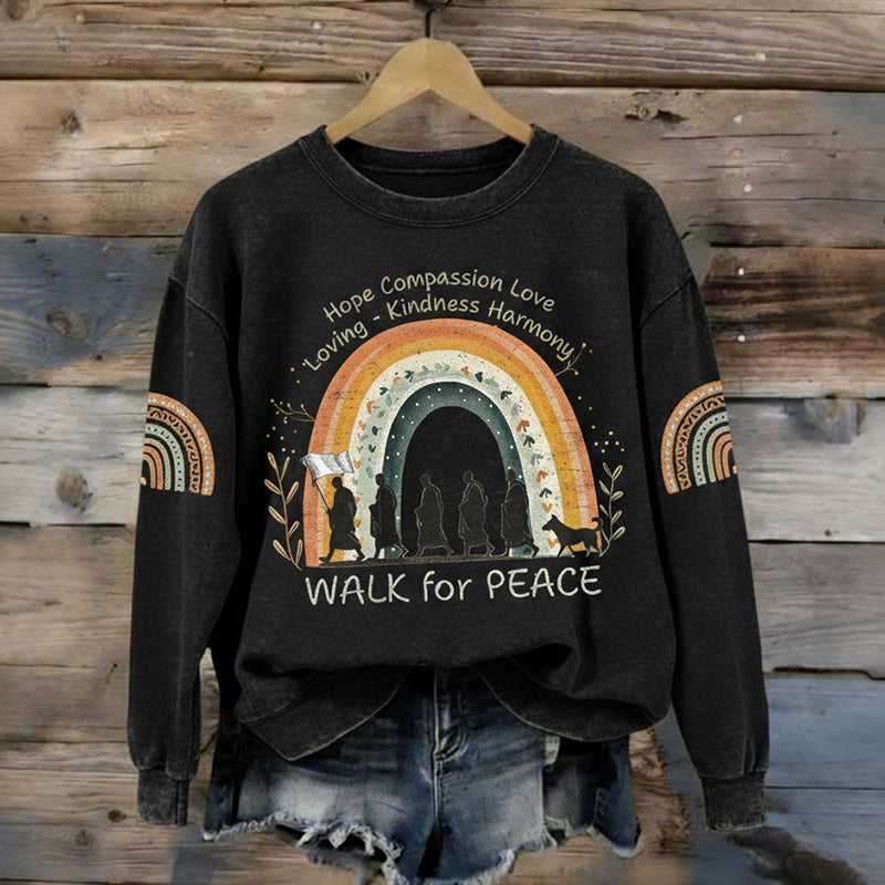 Comstylish Women's Walk For Peace Art Print Crew Neck Sweatshirt