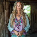 Boho Floral Tribal Embroidery Print Cotton And Linen Blend Loose Blouse elevenforest