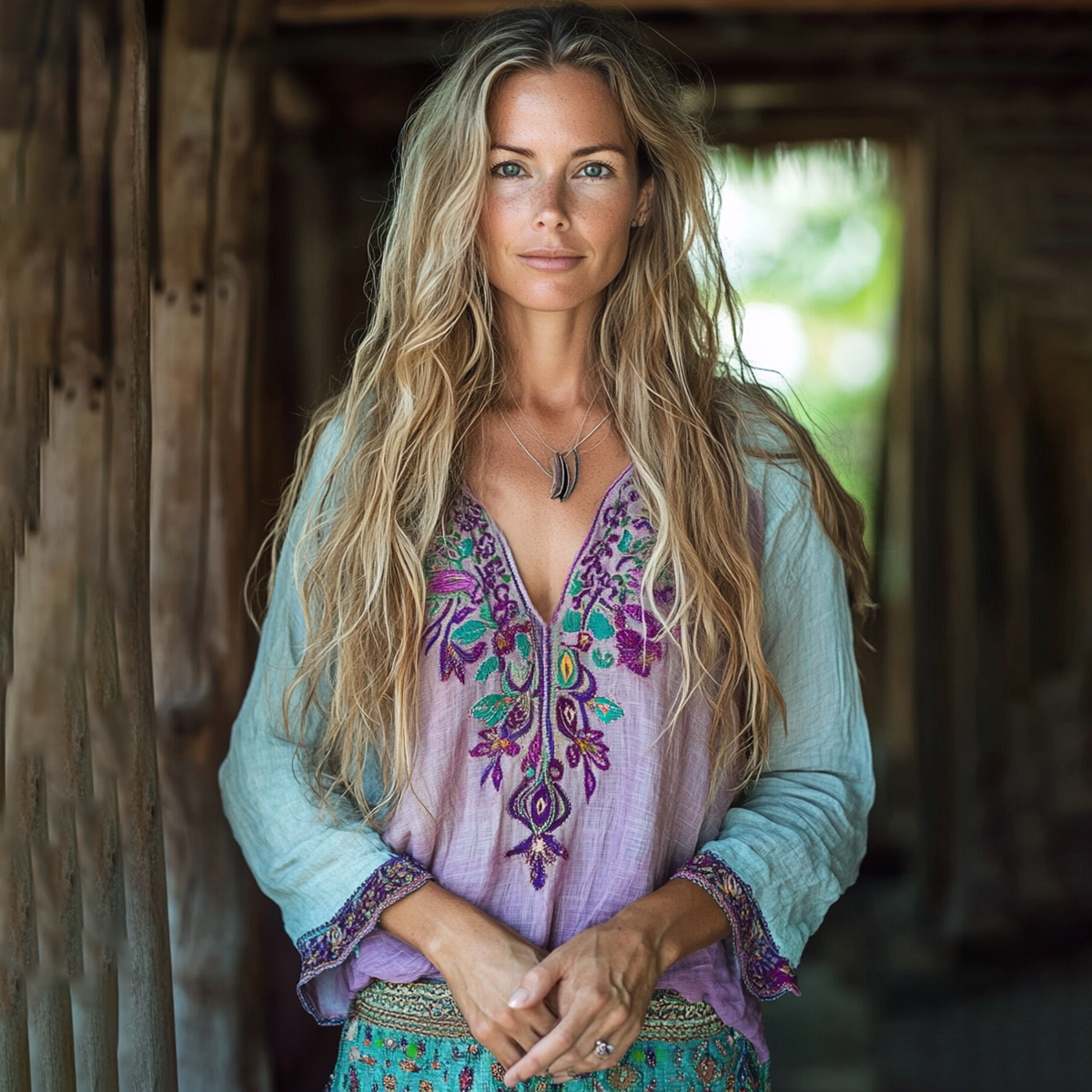 Boho Floral Tribal Embroidery Print Cotton And Linen Blend Loose Blouse elevenforest