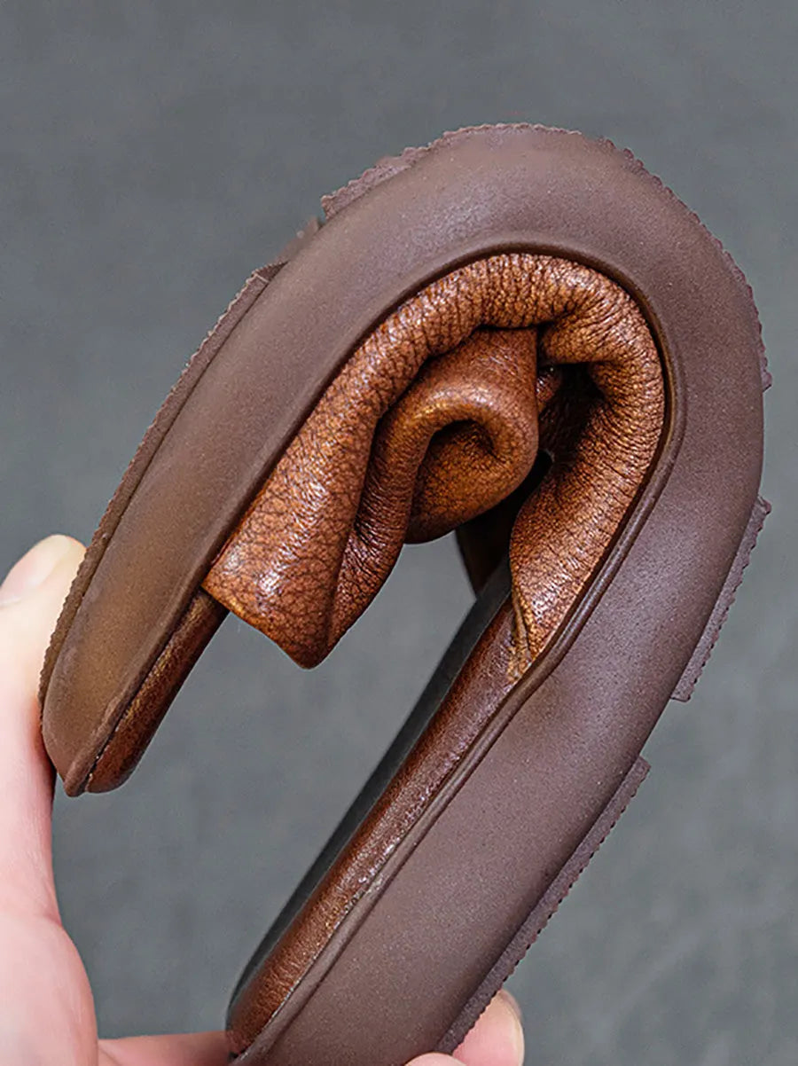 Summer Leather Flat Slippers Fd052