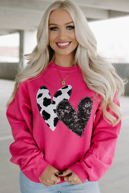 Strawberry Pink Cow Sequin Sweatshirt