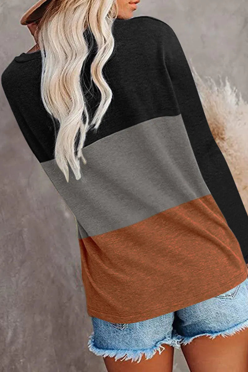 Split Joint O Neck T-shirts(6 Colors)
