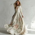 Women's Vintage Rose Art Flowy Maxi Dress elevenforest