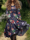 Women's Christmas Nutcracker Pattern Cotton and Linen Dress