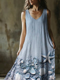 Boho Marine Embossed Art Women's V-neck Vest Dress elevenforest