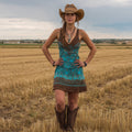 Women's Vintage Western Paisley Print V-neck Tank Midi Dress elevenforest