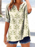 Women's Floral Pattern Art Print Cotton Linen Casual Shirt