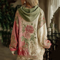 Love & Health Collection Classic Rose And Floral Art Linen Long Sleeve Hoodie elevenforest