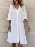 Women's Solid Color Patchwork Sleeve Shirt Dress