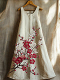 A Plum-embroidered Sleeveless Dress elevenforest