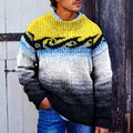 Stylish Gradient Surf Jacquard Crew Neck Sweater elevenforest