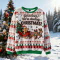 Comstylish Cute Christmas Tree And Reindeer Pattern Warm Crew Neck Sweater