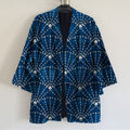 Vintage Japanese Traditional Sashiko Fan-Shaped Art Print Linen Blend Kimono Cardigan elevenforest
