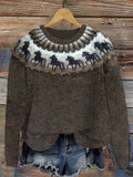 Vintage Horse Pattern Cozy Knit Sweater elevenforest