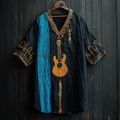 Men's Ancient Egyptian Abstract Guitar Stitching Comfortable Cotton And Linen T-shirt elevenforest