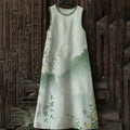 Comstylish Women's Floral Art I Don't Want To Die Todayart Print Flowy Linen Blend Casual Sleeveless Midi Dress