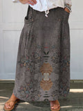 Women's Floral Linen Pocket Half Skirt