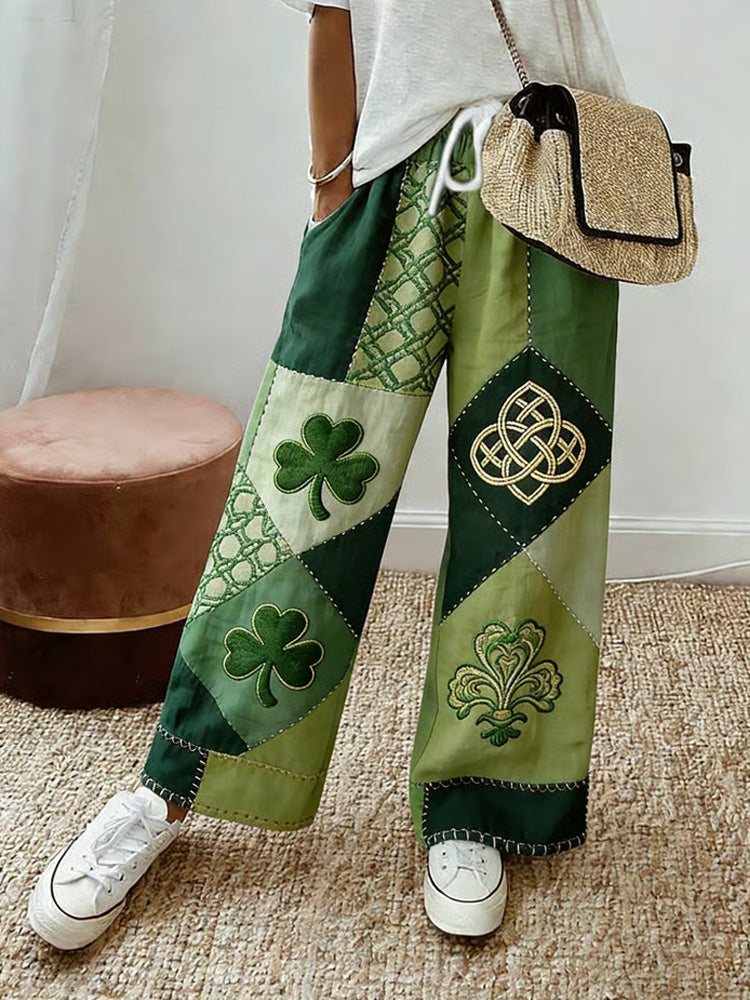 Comstylish Women's Retro St. Patrick's Day Print Casual Pants
